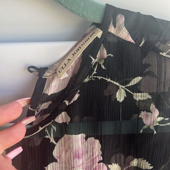 Ulla Johnson Dahlia Floral Sheer Black Dress size 4 - Picture 3 of 7